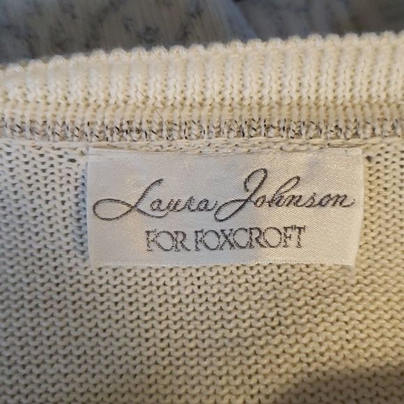 Open front cardigan by Laura Johnson for Foxcroft, L, ivory and grey - Picture 4 of 6